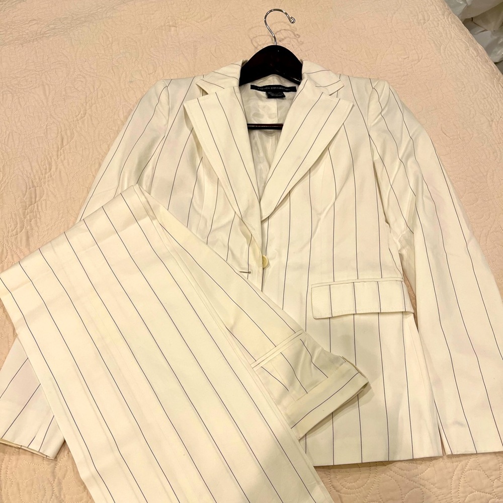 French Connection White Pinstripe Blazer. Size 4.